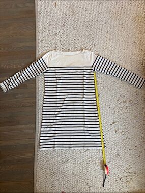 Muji White and Navy Striped Midi Dress